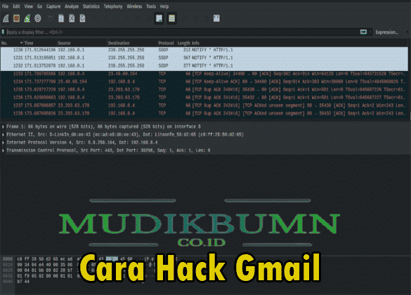 cara hack gmail via Sniffer WireShark